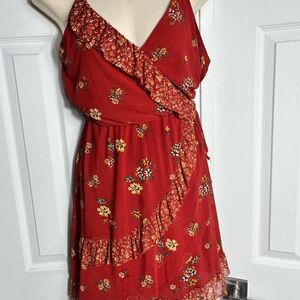 Xhilaration Floral Red Wrap Dress